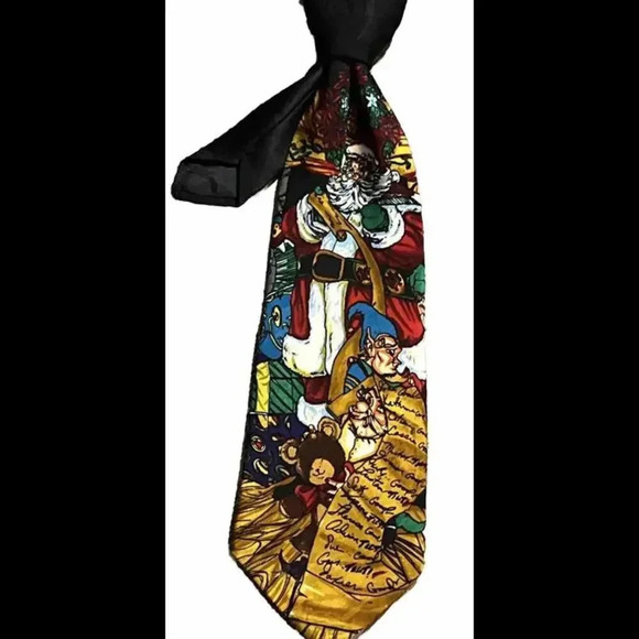 ADDICTION BLACK RED GREEN GIFTS Santa Christmas Silk St Nick Men Necktie tie - Picture 2 of 10
